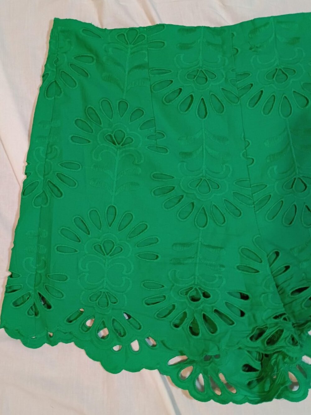 Zara/Shorts/Womens XL/Emerald Green/Embroidered Eyelet High Rise Cottagecore Chi - Picture 4 of 7